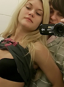 Blonde teen bathroom boyfriend fuck